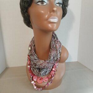 Infinity Scarf with Varying Sizes of Pink Stones